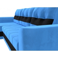Угловой диван Честер велюр (голубой/черный)  - Изображение 1